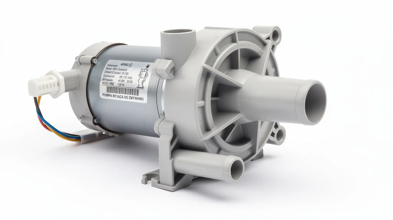 Na zdjęciu znajduje się pompa myjąca do zmywarki, która jest istotnym elementem służącym do efektywnego czyszczenia naczyń. W ofercie dostępne są różne modele, co pozwala na dokładniejsze dobranie produktów do konkretnej zmywarki.