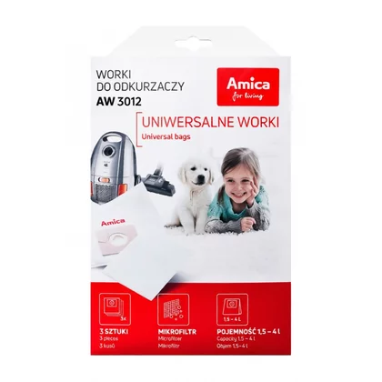 Worki do odkurzacza Amica AW 3012, 3 sztuki z filtrem