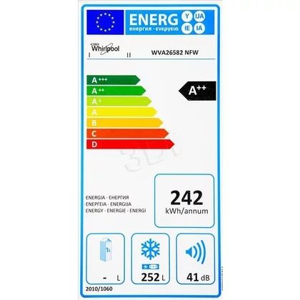 Zamrażarka szufladowa wolnostojąca Whirlpool WVA 26582 NFW 595 x 1875 x 630 mm biała A++