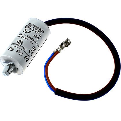 Kondensator sprężarki do lodówki Ariston / Indesit / Hotpoint / Whirlpool 2 µF 450 V 2MF-P2 C00277785 482000031985