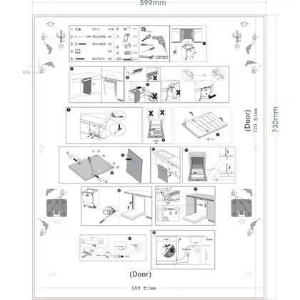 Szablon montażowy frontu do zmywarki do zabudowy Amica 60 cm FI60 1042717