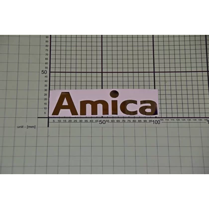 Logo naklejka do lodówki i chłodziarko-zamrażarki Amica 100 x 27,3 mm 1039632