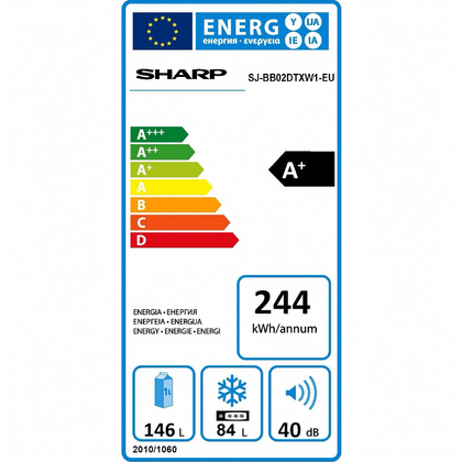 SJ-BB02DTXW1-EU SHARP Etykieta energetyczna do chłodziarko-zamrażarki Sharp / Vestel / Blaupunkt 22098298