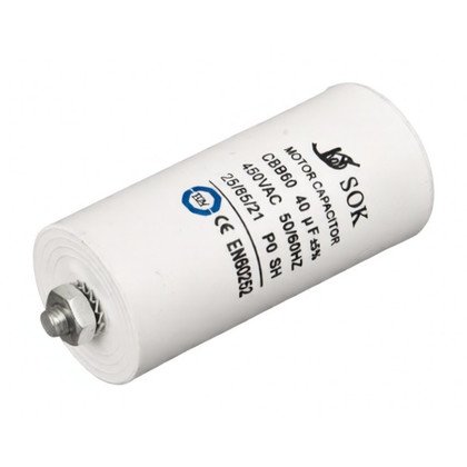 Kondensator silnika do urządzeń AGD Domax 40 µF 450 V z przewodem 27044