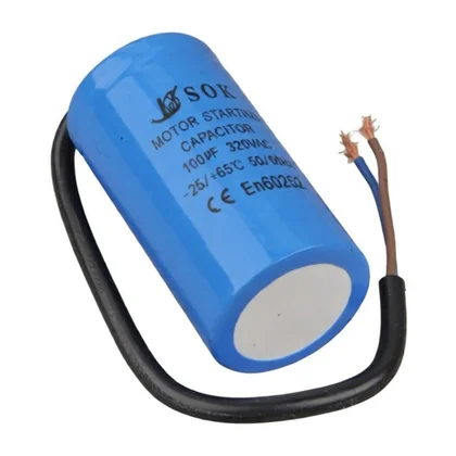 Kondensator rozruchowy do urządzeń AGD Domax 100 µF 320 V z przewodami 27018