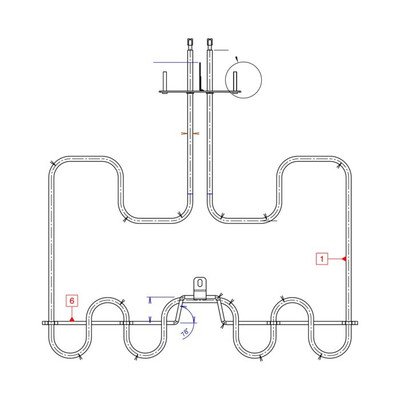 Górna podwójna grzalka piekarnika - 1700W/230V