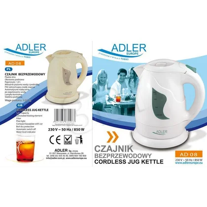 Czajnik elektryczny Adler beżowy 1,0 l 850 W AD 08 B