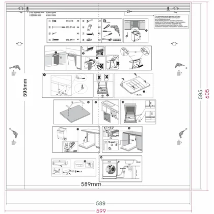 Szablon montażowy do zmywarki do zabudowy Amica 60 cm panel widoczny SI60 1042719