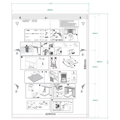 Szablon montażowy drzwi do zmywarki do zabudowy Amica 45 cm panel widoczny SI45 1042718