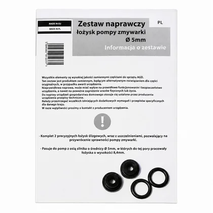 Zestaw naprawczy łożysk silnika pompy myjącej do zmywarki oś fi 5 mm