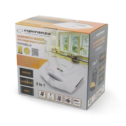 Opiekacz 3 w 1 Esperanza Portabella EKT006W 700 W biały