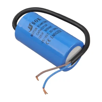 Kondensator rozruchowy do urządzeń AGD Domax 125 µF 320 V z przewodami 27025