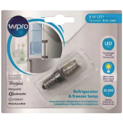 WBE3322 A+NFXAQUA Żarówka LED do lodówki Whirlpool / Indesit / Ariston / Hotpoint E14 T25 1 W C00496774 484000008964