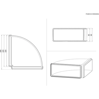 Kolano poziome prostokątne do instalacji wentylacyjnej Electrolux / AEG 220 x 90 mm