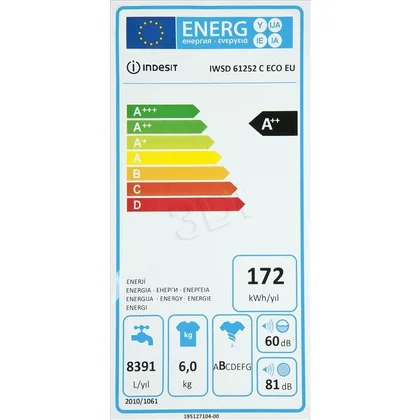 Pralka automatyczna Indesit IWSD 61252 C ECO EU 6 kg 1200 obr./min 42 cm A++