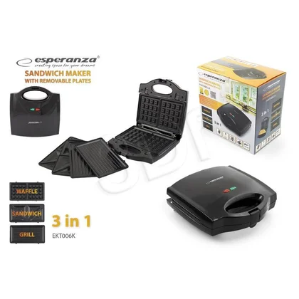 Opiekacz 3 w 1 Esperanza Portabella EKT006K 700 W czarny