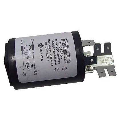 Elementy elektryczne do pralek r Filtr przeciwzakłóceniowy z listwą zaciskową do pralki Ariston / Indesit / Hotpoint / Whirlpool 0,47 uF C00064559 482000027170