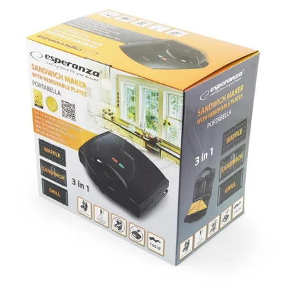 Opiekacz 3 w 1 Esperanza Portabella EKT006K 700 W czarny