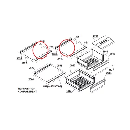 Półka szklana do lodówki Beko / Grundig / Arcelik 4658790100
