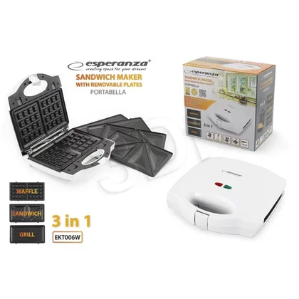 Opiekacz 3 w 1 Esperanza Portabella EKT006W 700 W biały
