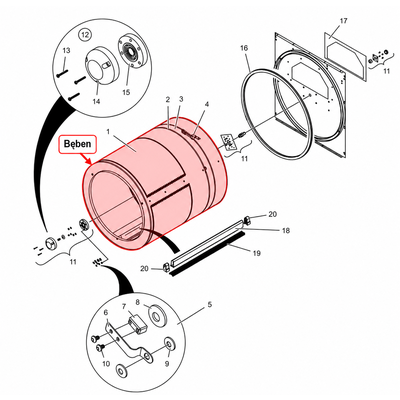 Kosz bębna do profesjonalnego urządzenia pralniczego Electrolux Professional / Dito Sama 490532811