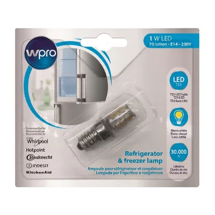 WBE3322 A+NFXAQUA Żarówka LED do lodówki Whirlpool / Indesit / Ariston / Hotpoint E14 T25 1 W C00496774 484000008964