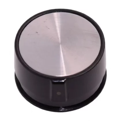 Pokrętło termostatu do piekarnika lub kuchenki Amica czarne z nakładką inox od 50°C 9064607