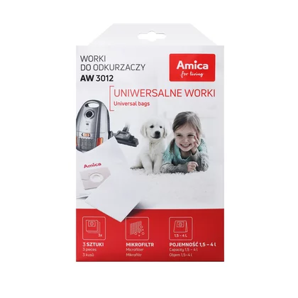 Worki do odkurzacza Amica AW 3012, 3 sztuki z filtrem