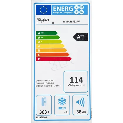 Chłodziarka wolnostojąca Whirlpool WMA 36562 W 363 l biała A++ 595x1875x630 mm