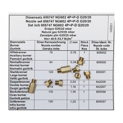 Części zamienne GORENJE Komplet dysz gazu ziemnego do kuchenki i płyty gazowej Gorenje / Hisense 8 szt. 656747
