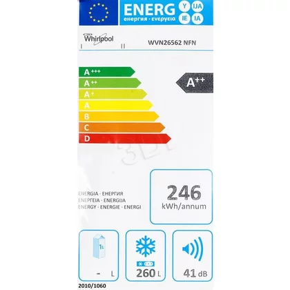 Zamrażarka szufladowa wolnostojąca Whirlpool WVN26562 NFN 595 x 1875 x 630 mm czarna A++