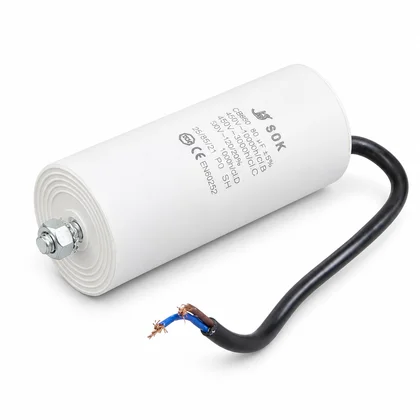 Kondensator 80 µF 450 V z przewodem do urządzeń AGD