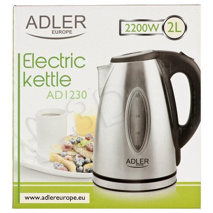 Czajnik elektryczny Adler AD 1230 (2l 2000W Inox-czarny)