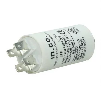 Kondensator rozruchowy pompy myjącej do zmywarki Ariston / Indesit / Hotpoint / Whirlpool 8 uF 400-450 V C00210430 482000036478