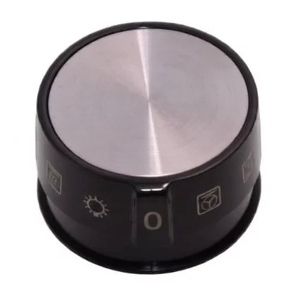 Pokrętło funkcji piekarnika Amica czarne z nakładką inox 9064608