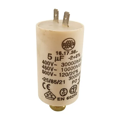 Kondensator rozruchowy pompy do zmywarki Ariston / Indesit / Hotpoint / Whirlpool 5 µF 450 V C00105360 482000079120